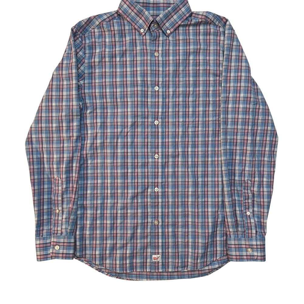 Vineyard Vines Medium Men’s Murray Shirt Blue Pink Plaid Flannel Classic Fit